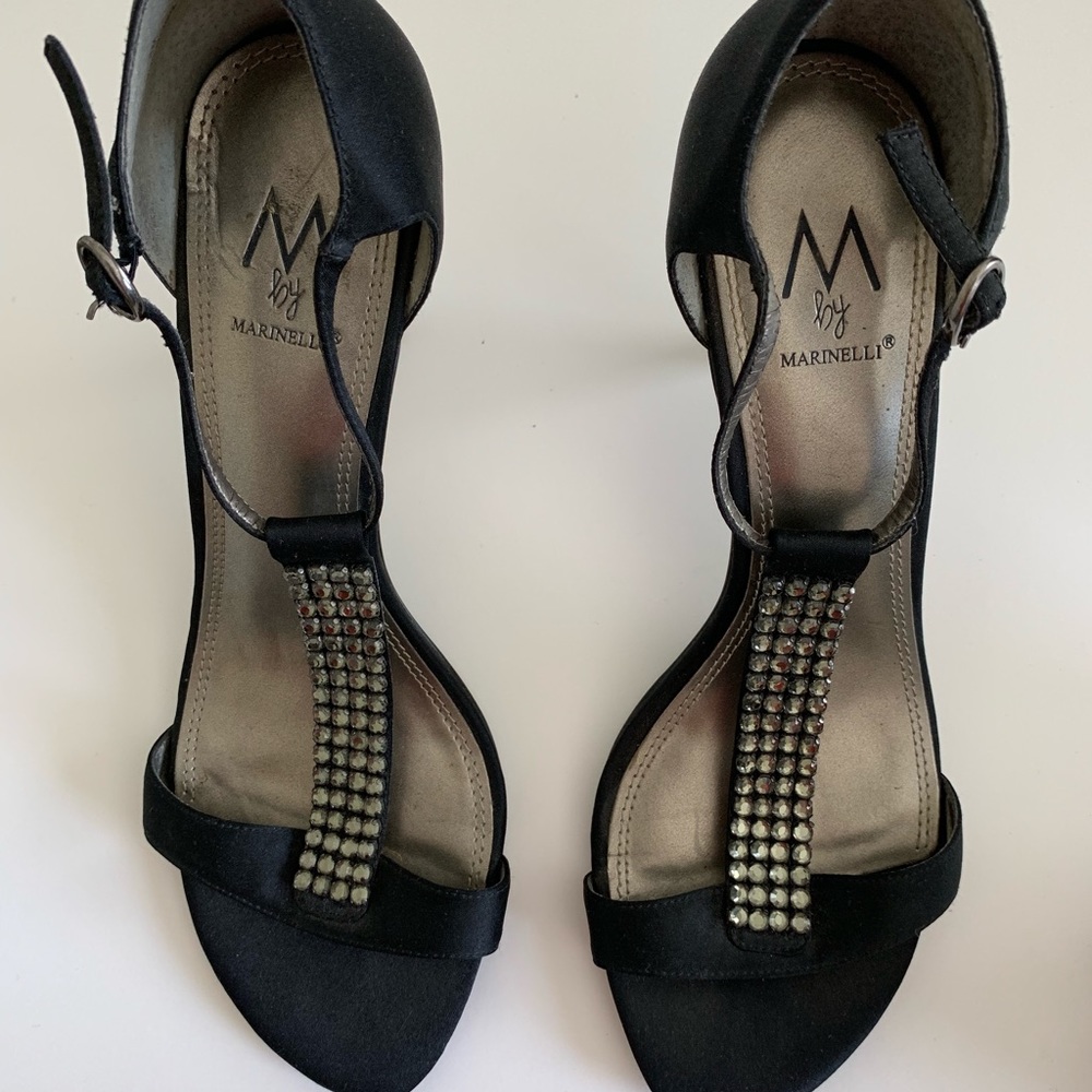 M by Marinelli Black sandal with rhinestones